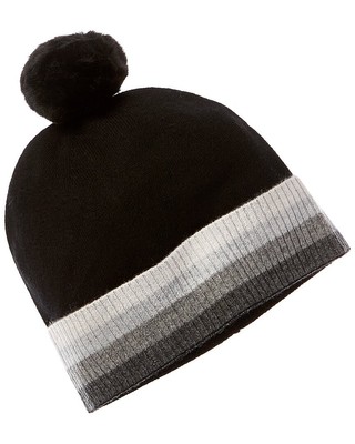 Кашемировая шапка Brodie Cashmere в контрастную полоску, женская черная