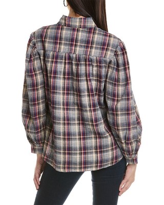 Pre-owned Isabel Marant Etoile Checked Linen-blend Blouse Women's In Blue