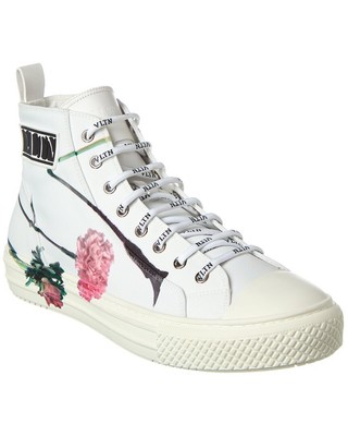Мужские парусиновые кроссовки Valentino с высоким берцем, белые 42,5