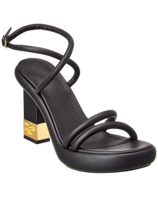 

Женские кожаные сандалии Fendi Baguette FF, Черный, NA