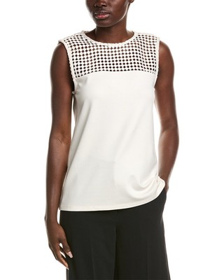 Anne Klein Lace Yoke Tank Womens White M