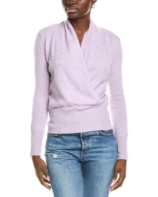 Sofiacashmere Modern Faux Wrap Cashmere Sweater Womens Purple L