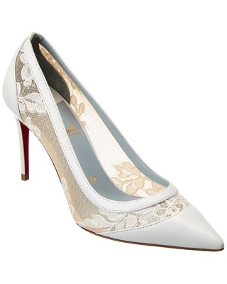 Christian Louboutin Galativi 85 Женские туфли из кожи и кружева белые, Белый, NA