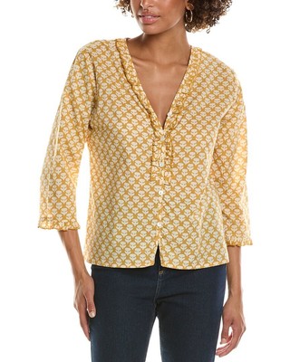 Pomegranate Flange Button Blouse Womens Yellow S