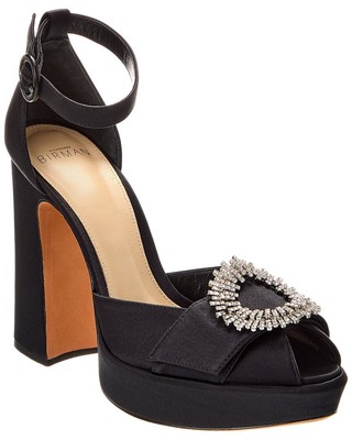 Pre-owned Alexandre Birman Madelina Curve 120 Satin Platform Pump Women's In Black