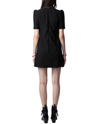 Pre-owned Zadig & Voltaire Roxelle Crepe Strass Dress Women's Xs In Noir