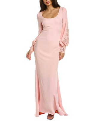 

Женское платье с кружевными рукавами Badgley Mischka, Розовый