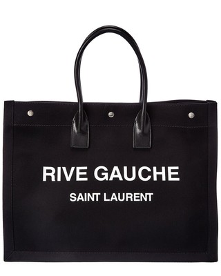 

Мужская сумка-тоут Saint Laurent Rive Gauche из ткани и кожи черного цвета, Черный, NA