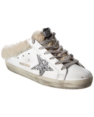 Женские кожаные мюли Golden Goose Superstar Sabot, белые 37