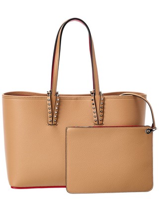 

Christian Louboutin Cabata Маленькая кожаная женская сумка-тоут коричневого цвета, NA