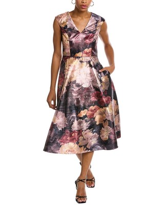 

Женское платье с v-образным вырезом и короткими рукавами Aidan Mattox, Розовый