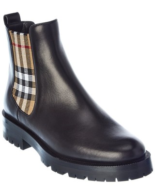 

Женские кожаные ботинки челси Burberry Vintage в клетку 36,5, Черный, NA
