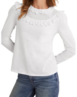 

Женский топ Boden Broderie с кокеткой и оборками, Белый