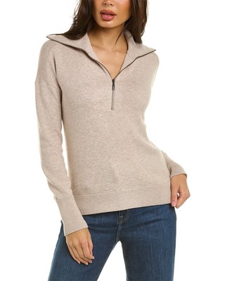 

Женский свитер из смесового кашемира с молнией 1/2 Forte Cashmere, Бежевый