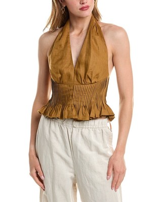 Nicholas Ilianna Linen Top Womens Brown 6