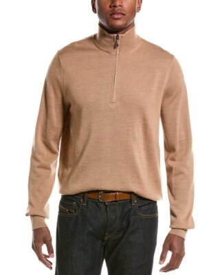 Шерстяной свитер Brooks Brothers с имитацией молнии 1/4, мужской, Красный, L