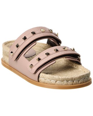 

Женские сандалии из зернистой кожи Valentino Rockstud, розовые, Розовый, NA