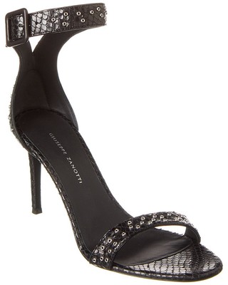 

Giuseppe Zanotti Basic 85 Женские кожаные сандалии со змеиным тиснением, Черный, NA