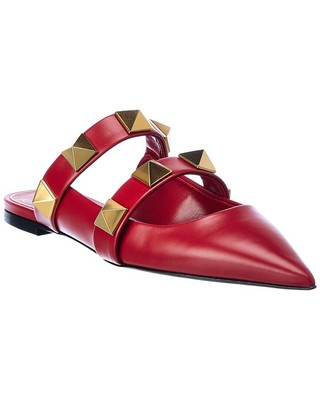 

Женские кожаные кожаные туфли на плоской подошве с римскими заклепками Valentino, Красный, NA