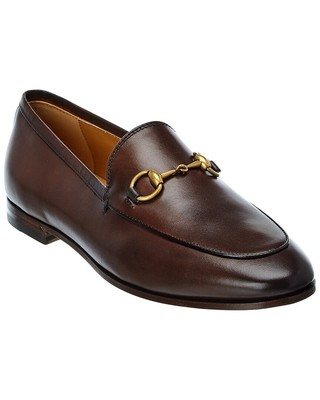 Женские кожаные мокасины Gucci Jordaan коричневого цвета 36,5