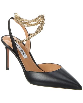 

Женские кожаные туфли Aquazzura Flash 85 с ремешком на пятке, Черный, NA