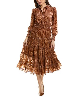 Женское бархатное платье миди с выгоранием от T Tahari