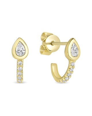 Женские серьги-полукруги с бриллиантами Ron Hami 14K весом 0,21 карата и двумя бриллиантами Half-Huggie