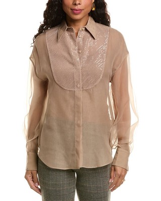 Женская блузка Brunello Cucinelli из прозрачного шелка S