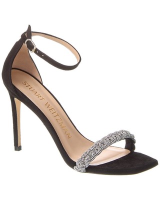 

Stuart Weitzman Nudistcurve Hi Shine 100 Женские замшевые сандалии черные 7,5, Черный, NA