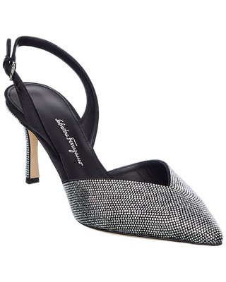 

Женские туфли-лодочки Ferragamo Crystal Slingback, черные 6,5 C, Черный, NA