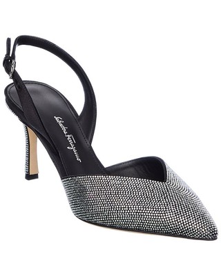 Женские туфли-лодочки Ferragamo Crystal Slingback, черные 6,5 C