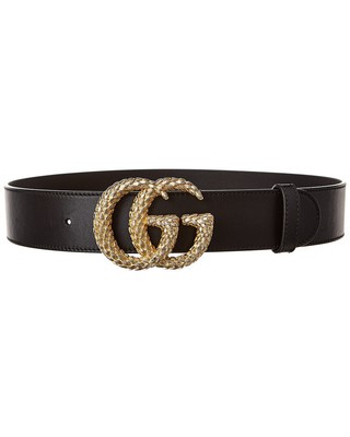 Кожаный ремень Gucci с текстурированной пряжкой Gg Женский черный 65
