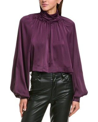 Bcbgmaxazria Cropped Blouse Womens Purple Xl