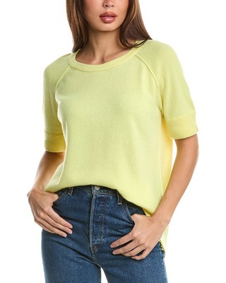 Кашемировый свитшот Forte Cashmere с круглым подолом, женский желтый Xs
