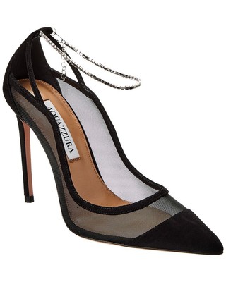 

Женские туфли-лодочки Aquazzura Secret Affair 105 из замши и сетки, Черный, NA