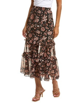 

Женская многоярусная юбка миди Madewell с рюшами, Черный