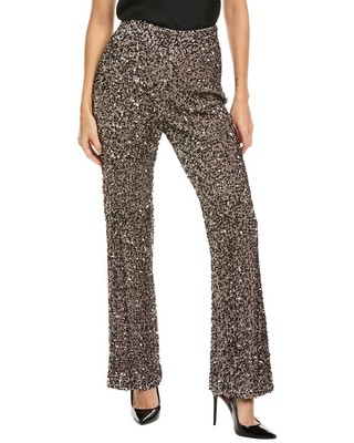 Badgley Mischka Sequin Velvet Bootleg Pant Womens Metallic 4