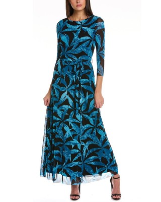 

Anne Klein Сетчатое платье макси женское синее размера, Синий