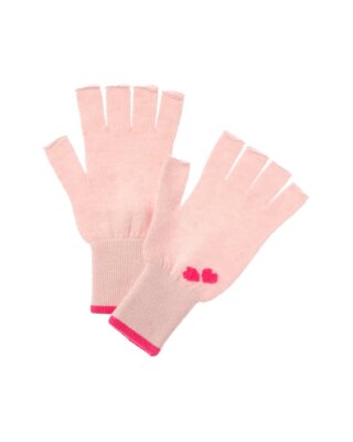 Кашемировые перчатки без пальцев Brodie Cashmere Intarsia Heart Женские розовые