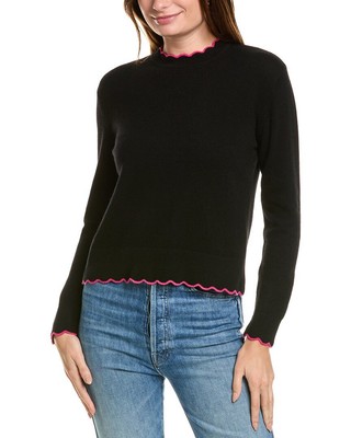 Forte Cashmere Scallop Edge Boxy Cashmere Sweater Womens Black M