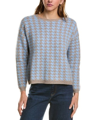Kier + J Houndstooth Wool & Cashmere-Blend Sweater Womens Blue Xl