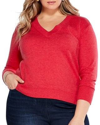 

Nic+Zoe Plus Короткий женский свитер с v-образным вырезом, Pdpparadise pink