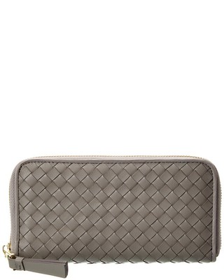 Женский кошелек из плетеной кожи Tiffany & Fred Paris серого цвета