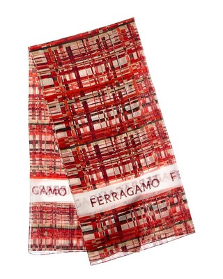 

Женский шарф из смесового шелка в клетку Ferragamo, Красный
