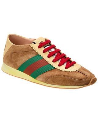 Мужские кроссовки из замши и кожи Gucci, красный 11
