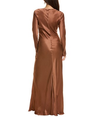 Pre-owned Alberta Ferretti Silk-blend Gown Women's In Brown