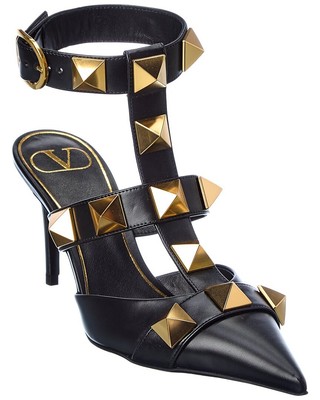 

Женские кожаные туфли-лодочки Valentino Roman Stud 80 с ремешком на щиколотке, Черный, NA