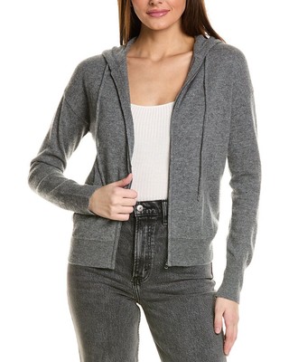 Кашемировая толстовка с капюшоном Amicale Cashmere Easy Zip Женская серая Xl