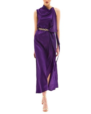 Pre-owned Bgl Silk-blend Midi Dress Women's 2 In Purple