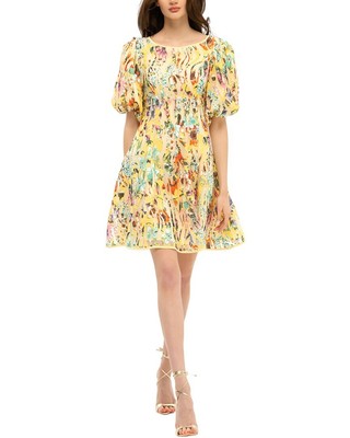 

Платье из смесового льна Bgl женское, Yellow - multicolor print